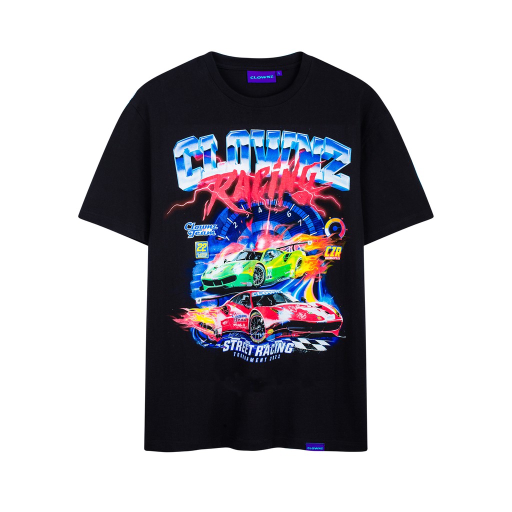 Áo thun tay lỡ local brand Clownz Racing T-shirt  unisex họa tiết xe đua form rộng, chất cotton | BigBuy360 - bigbuy360.vn