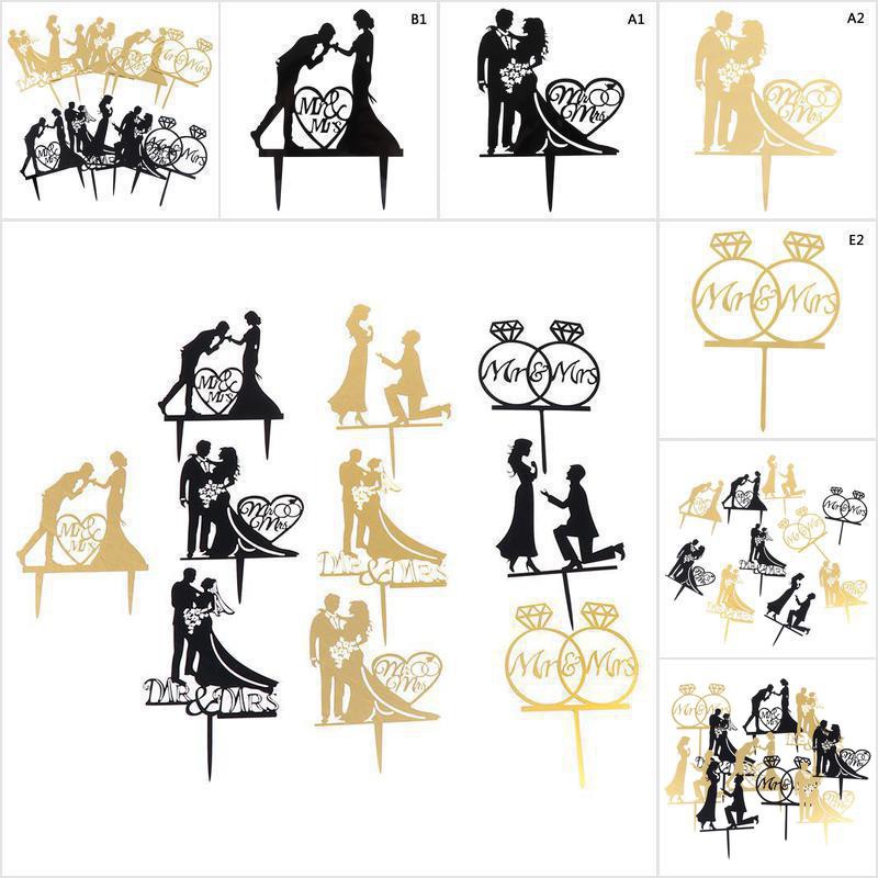Topper Cắm Trang Trí Bánh Kem Hình Cô Dâu Chú Rể Mr Mrs
