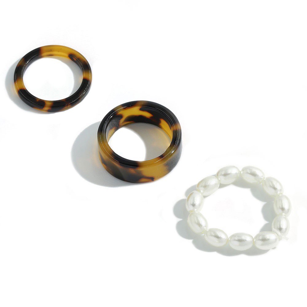 Bộ 3 Nhẫn Nhựa Resin Tròn Thời Trang Hàn Quốc 2021