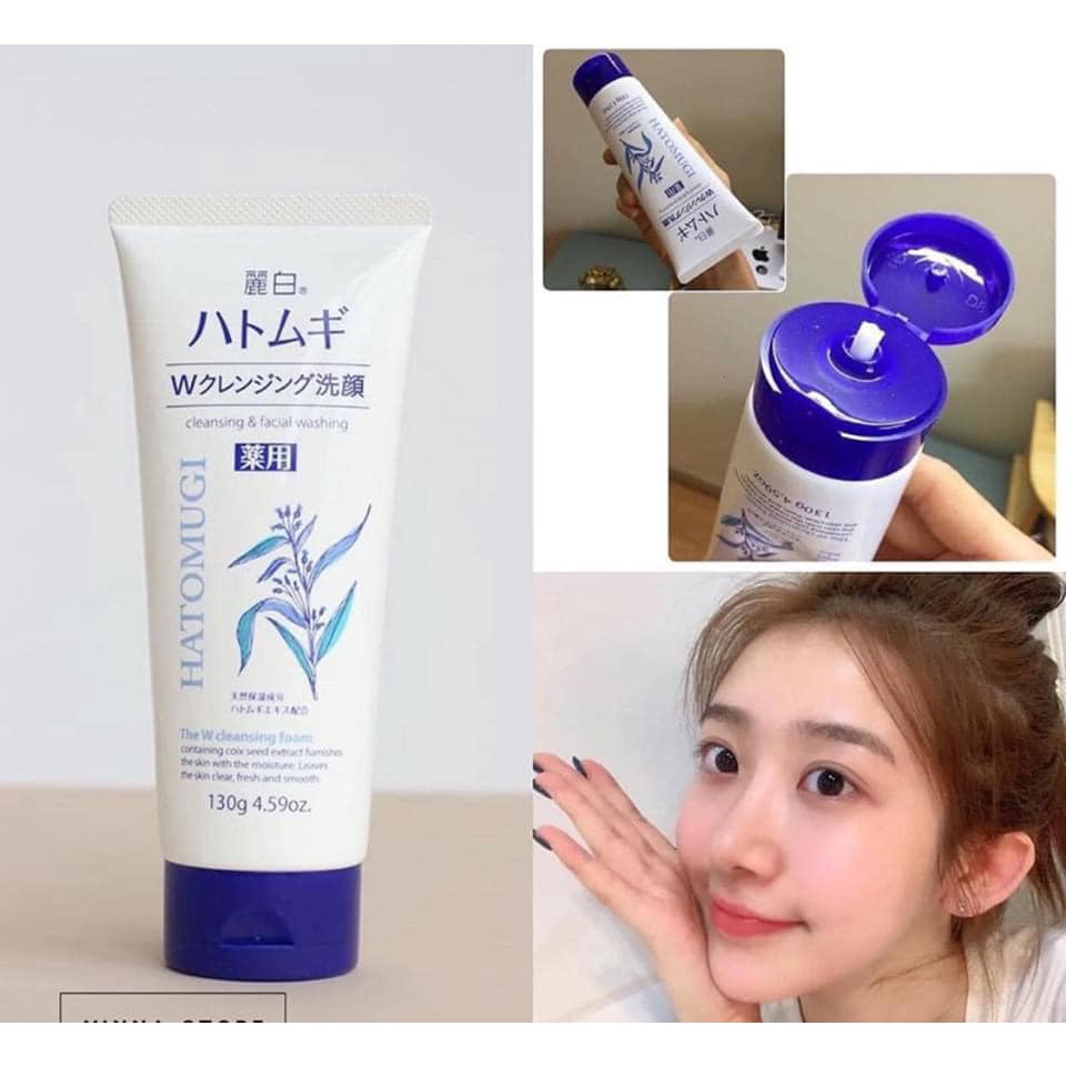 Sữa rửa mặt Hatomugi dưỡng ẩm trắng da Reihaku Cleansing Facial Foam Nhật Bản