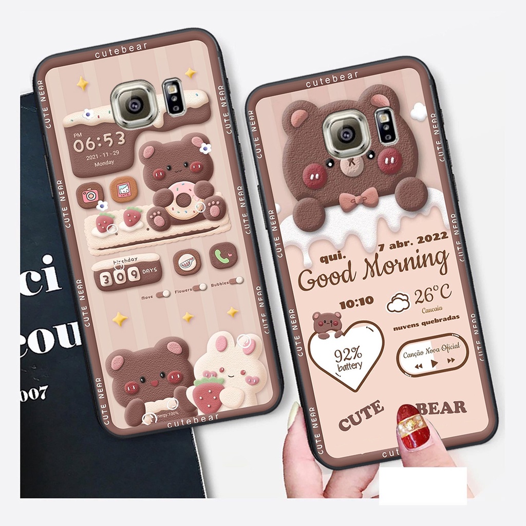 Ốp lưng Samsung Galaxy S6 / S6 EDGE in hình Gấu nâu - hồng, Gấu Be@rick  cực CUTE, DỄ THƯƠNG