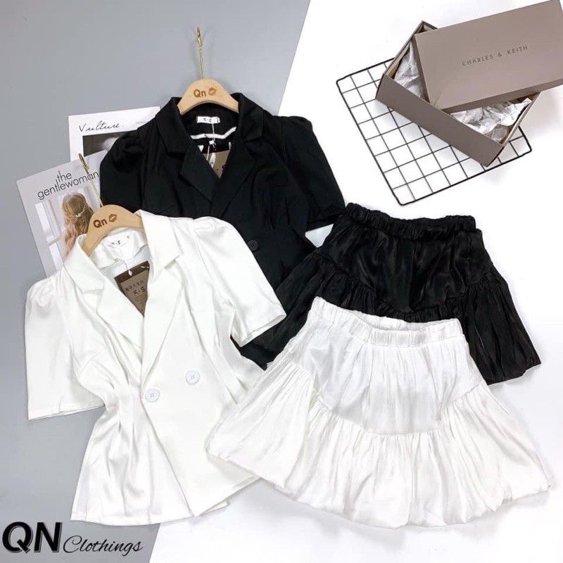 Set áo vest cộc chân váy tơ | BigBuy360 - bigbuy360.vn