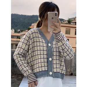 Hàng Sẵn_Áo khoác len Cardigan áo dệt kim nút bạc phong cách Hàn