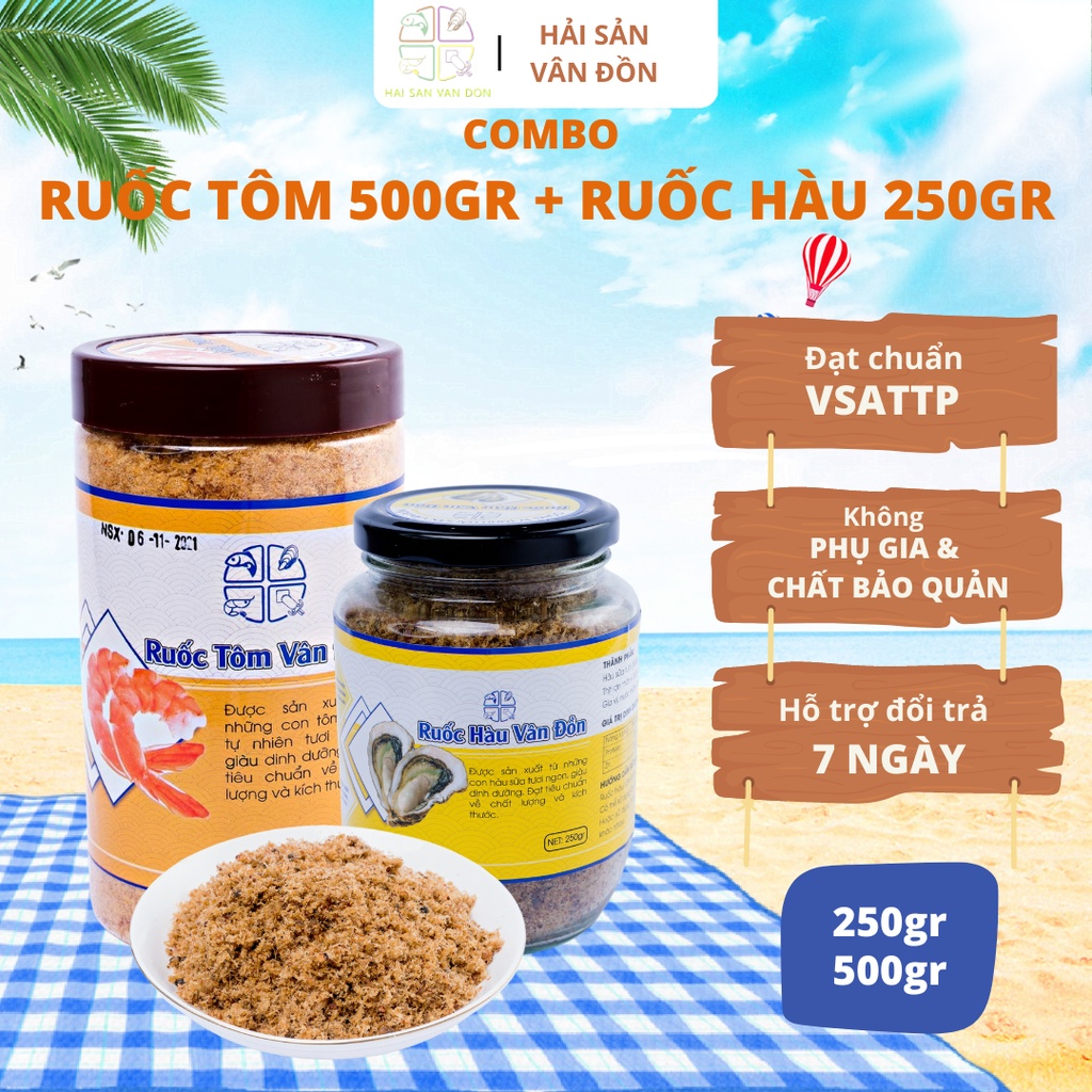 Combo Ruốc Tôm 500g, Ruốc Hàu 250g ĐẬM ĐÀ HƯƠNG VỊ BIỂN Mùi Vị Thơm Ngon, Ngọt Chứa Nhiều Khoáng Chất