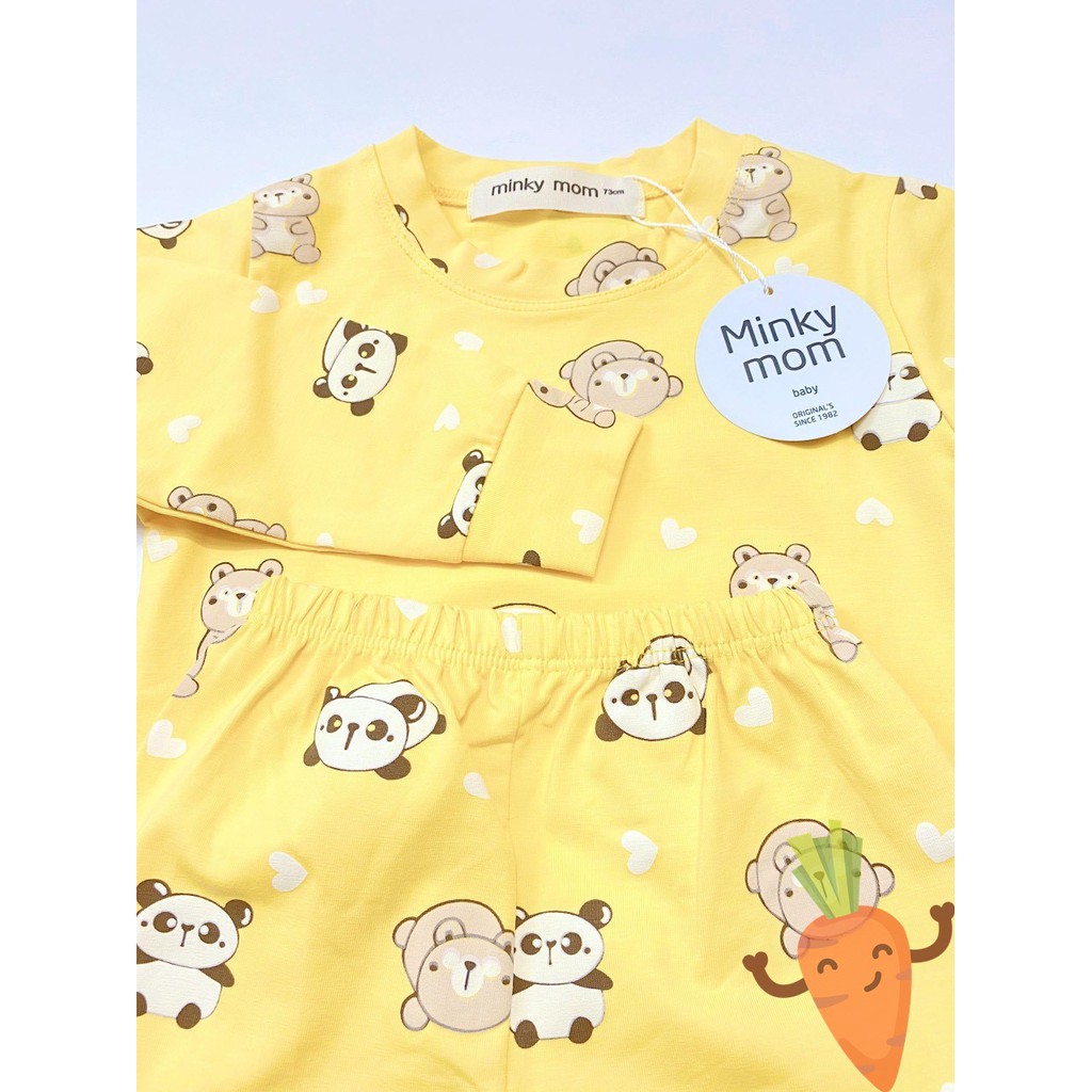 SALE!!! Bộ Dài Tay Cotton Minky Mom Họa Tiết Cầu Vồng - Gấu Trúc - Khủng Long Dễ Thương Cho Bé MKM08