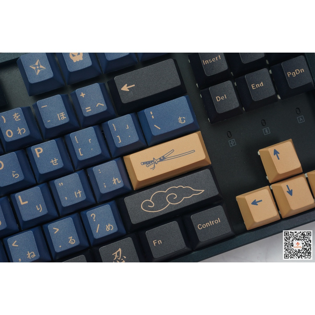 Keycap Blue Samurai - profile CHERRY - keycap PBT - Dyesub - 129 nút cho bàn phím cơ Leopold, IKBC, Edra, RK, Dareu