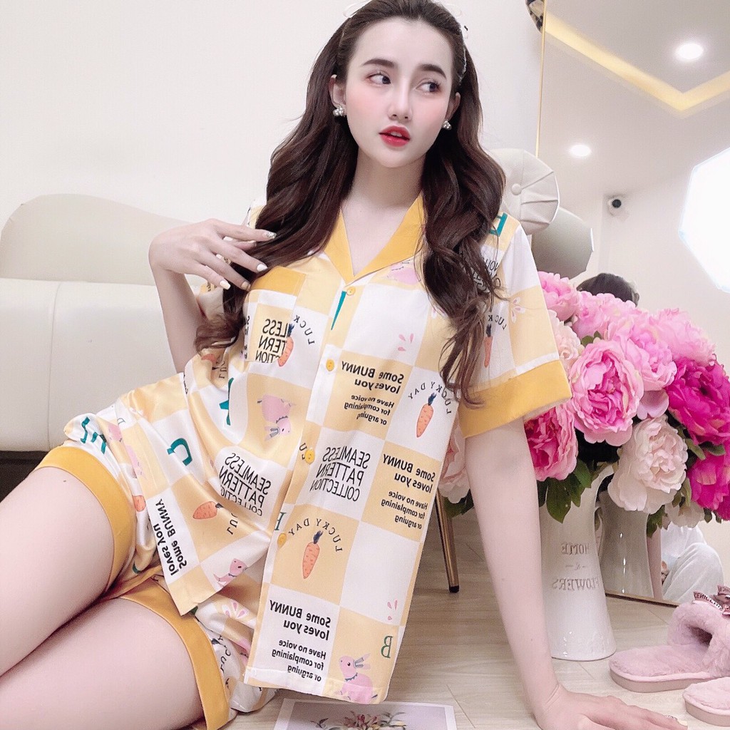 Đồ Bộ Lụa/Satin Pijama Sọt Đùi Mặc Ở Nhà Nữ - Bộ Ngủ Nữ Tiểu Thư Cộc Tay Mặc Nhà Mùa Hè, Nhiều Mẫu Dễ Thương | BigBuy360 - bigbuy360.vn