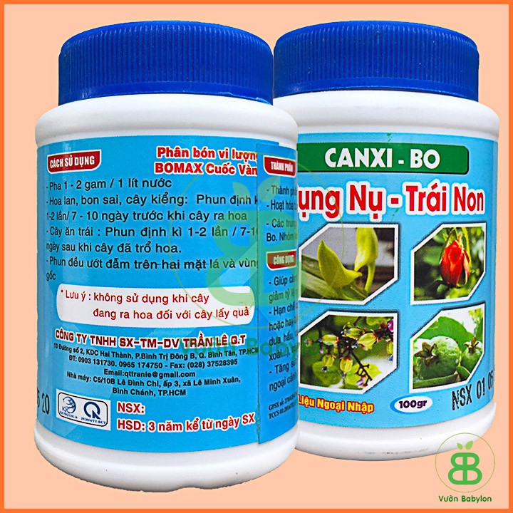 Phân Bón Lá Canxi - Bo Hũ 100g - Chống Rụng Hoa và Trái Non, chống thối trái, tăng chất lượng trái cây