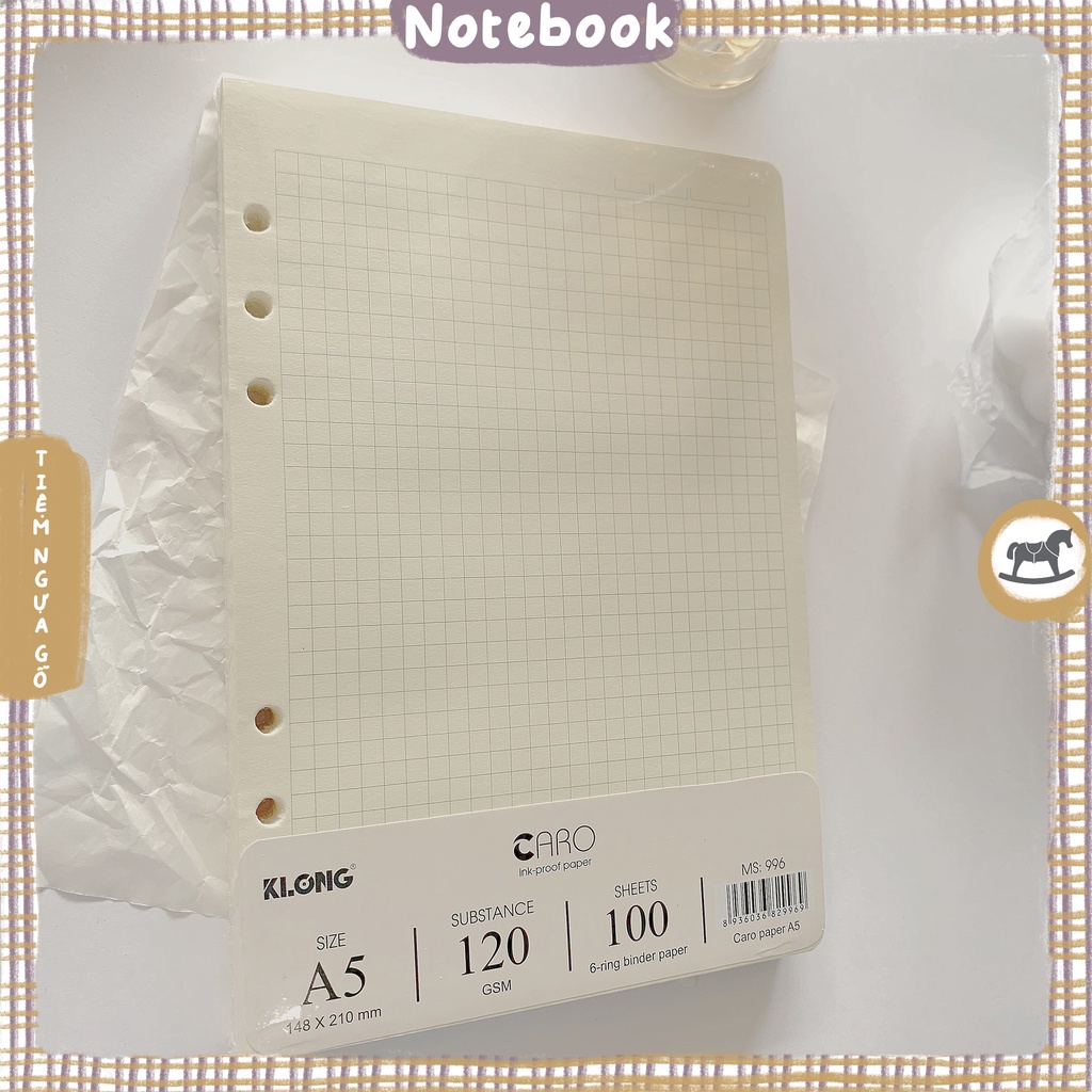 Giấy refill Binder A5 6 lỗ Ruột sổ còng Klong 200 trang 120GSM - MS 996