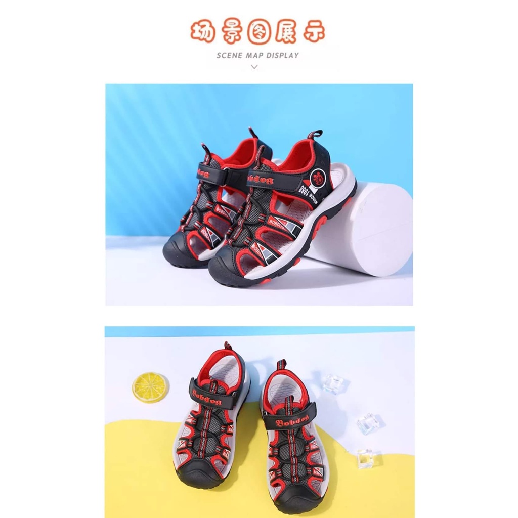 Sandal Bít mũi bé trai Bobdog siêu nhẹ cho bé từ 5-12 tuổi . Sẵn xanh cam 30,31,33