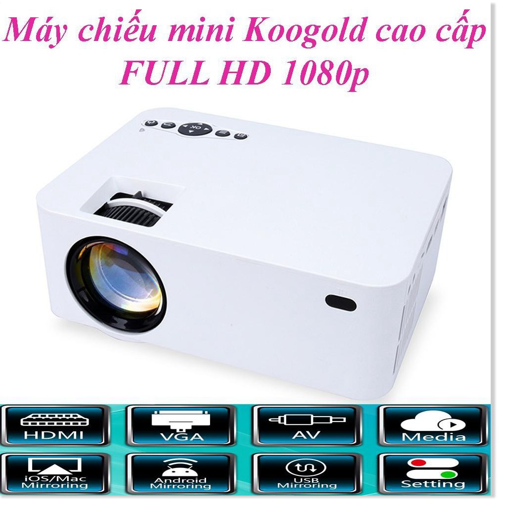 Máy Chiếu Mini 4K KOOGOLD chính hãng Full HD, Kết Nối Wifi, Điện Thoại, Độ Phân Dải Cao, Sắc Nét -  Bảo hành 12 tháng