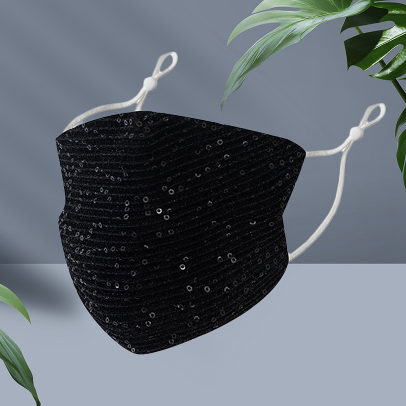 Khẩu Trang Chống Bụi Vải Cotton Đính Kim Sa Lấp Lánh Có Thể Tái Sử Dụng