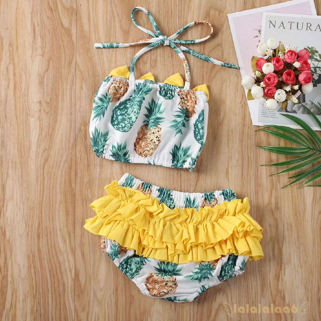 Bộ bikini 2 mảnh in họa tiết trái cây thời trang cho bé gái