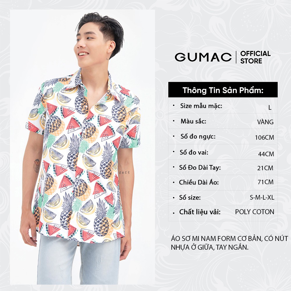 [Mã WABRGD12 giảm 10% đơn 250K] Áo sơ mi nam tay ngắn in dứa GUMAC ANB6108 | BigBuy360 - bigbuy360.vn