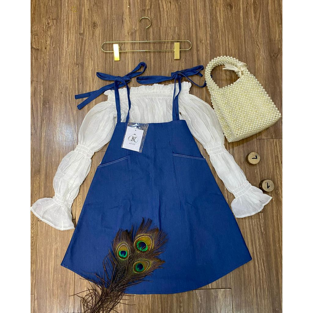 Sét Bộ Thiết Kế Denim Dress Áo Tay Phồng Kèm Yếm Sét Bộ Chuppy Bigsize Quỳnh Anh Từ 50 kg Đến 100 kg M/L/XL/XXL)