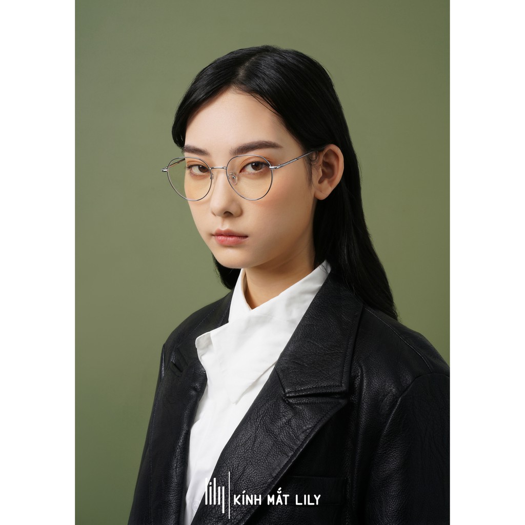 Gọng kính cận nữ Lilyeyewear mắt oval kim loại thanh mảnh màu sắc thời trang 2998