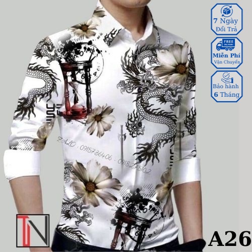 Áo Sơ Mi Nam Dài Tay ❤️FREESHIP❤️ Áo Sơ Mi Kiểu Hàn Quốc Họa Tiết Đẹp Chất Lụa Hàn Cao Cấp Dvin_fashion