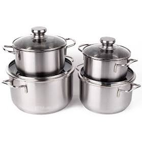 Bộ Nồi Inox Fivestar 4 Cái -3 Đáy Nắp Kính- Dùng Được Cho Bếp Từ- Hàng Chính Hãng -Bảo Hành 5 Năm