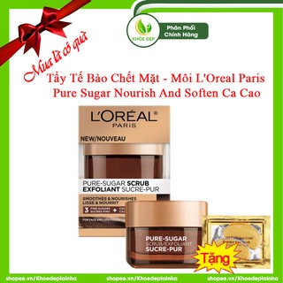 [ CHÍNH HÃNG ] Tẩy Tế Bào Chết Mặt - Môi L'OREAL PARIS PURE SUGAR NOURISH AND SOFLEN CA CAO 50ml
