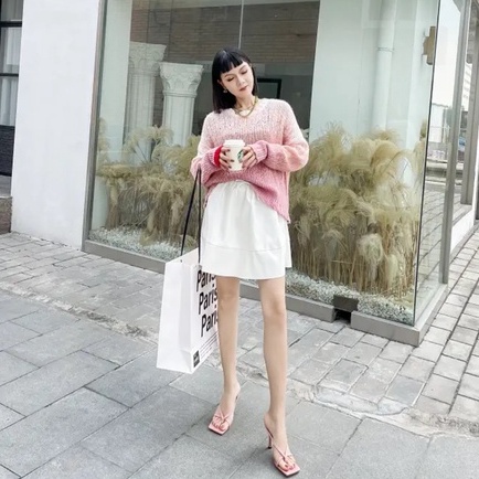 Dép nữ guốc cao gót 7p xỏ ngón 3 dây mảnh mũi vuông mẫu mới
