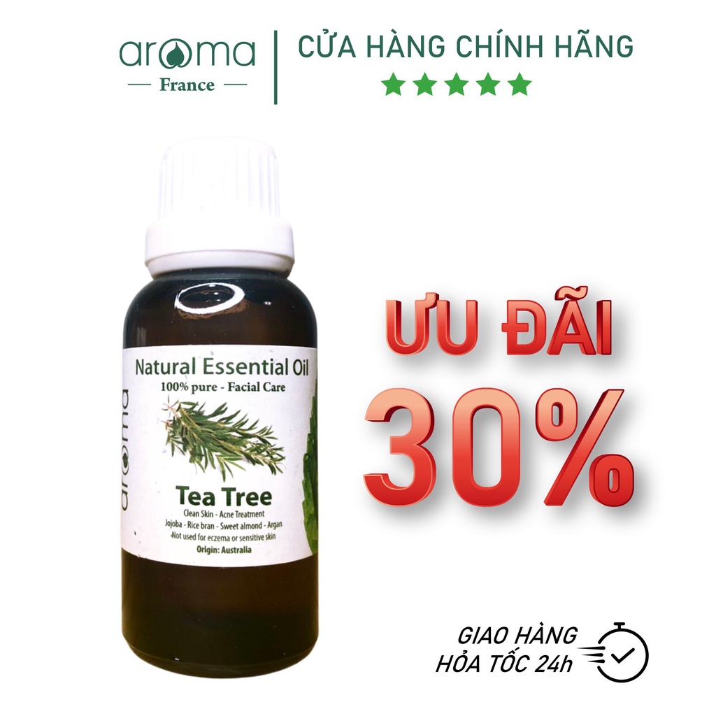 [Aroma] Tinh dầu chống mụn cho da mặt - Tea Tree Oil - Dầu tràm trà Úc - chăm sóc da dầu, tẩy trang, sạch da dầu 15ml