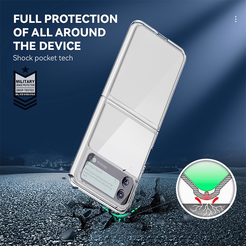 Ốp Điện Thoại TPU + PC Mềm Trong Suốt Siêu Mỏng Chống Sốc Cho Samsung Galaxy Z Flip 3