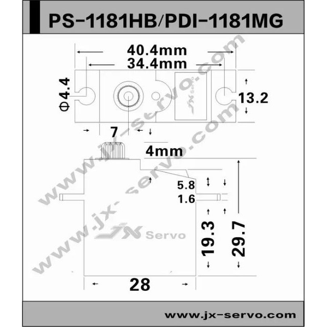 Servo JX PDI-1181MG (bánh răng kim loại) để ráp tàu, xe, máy bay điều khiển từ xa