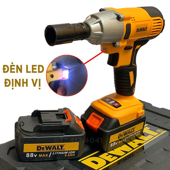 [TẶNG KÈM 6 BỘ ĐẦU KHẤU.]Máy Siết bulong, bắt vit Dewalt  88V Không Chổi Than, Pin 10Cell.