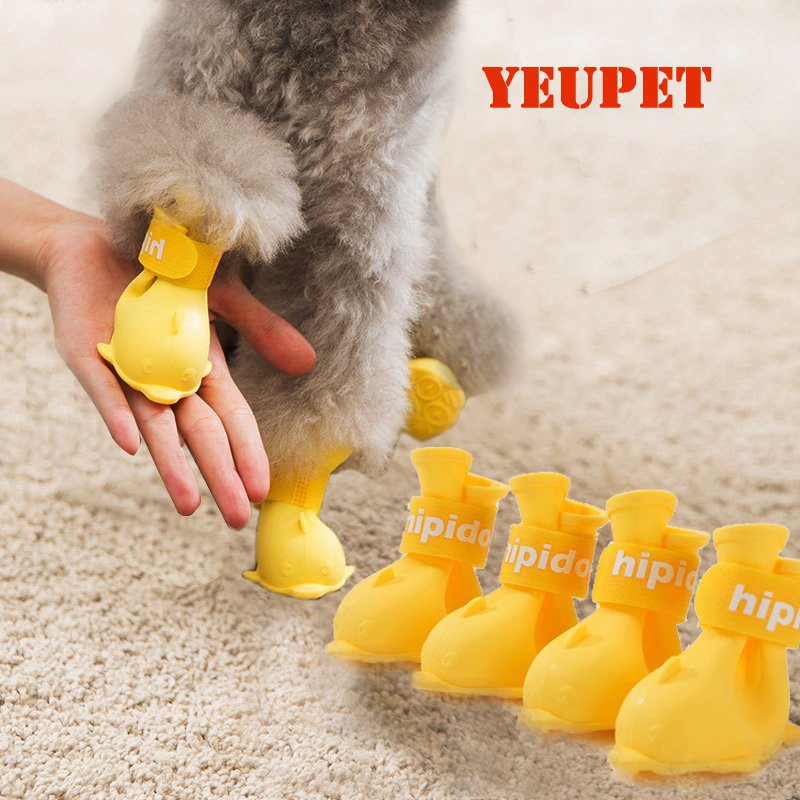 Sét 4 chiếc giày cho chó đi mưa YEUPET không thấm nước chất liệu an toàn cho chó