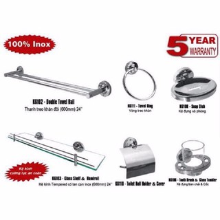 Bộ phụ kiện nhà tắm 6 món Klatta chất liệu Inox