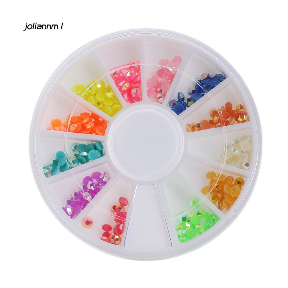 [Hàng mới về] Hộp hạt đá đính trang trí móng 3D 12 màu tiện dụng