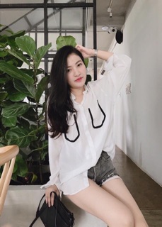 Áo sơ mi oversize phối viền túi giả