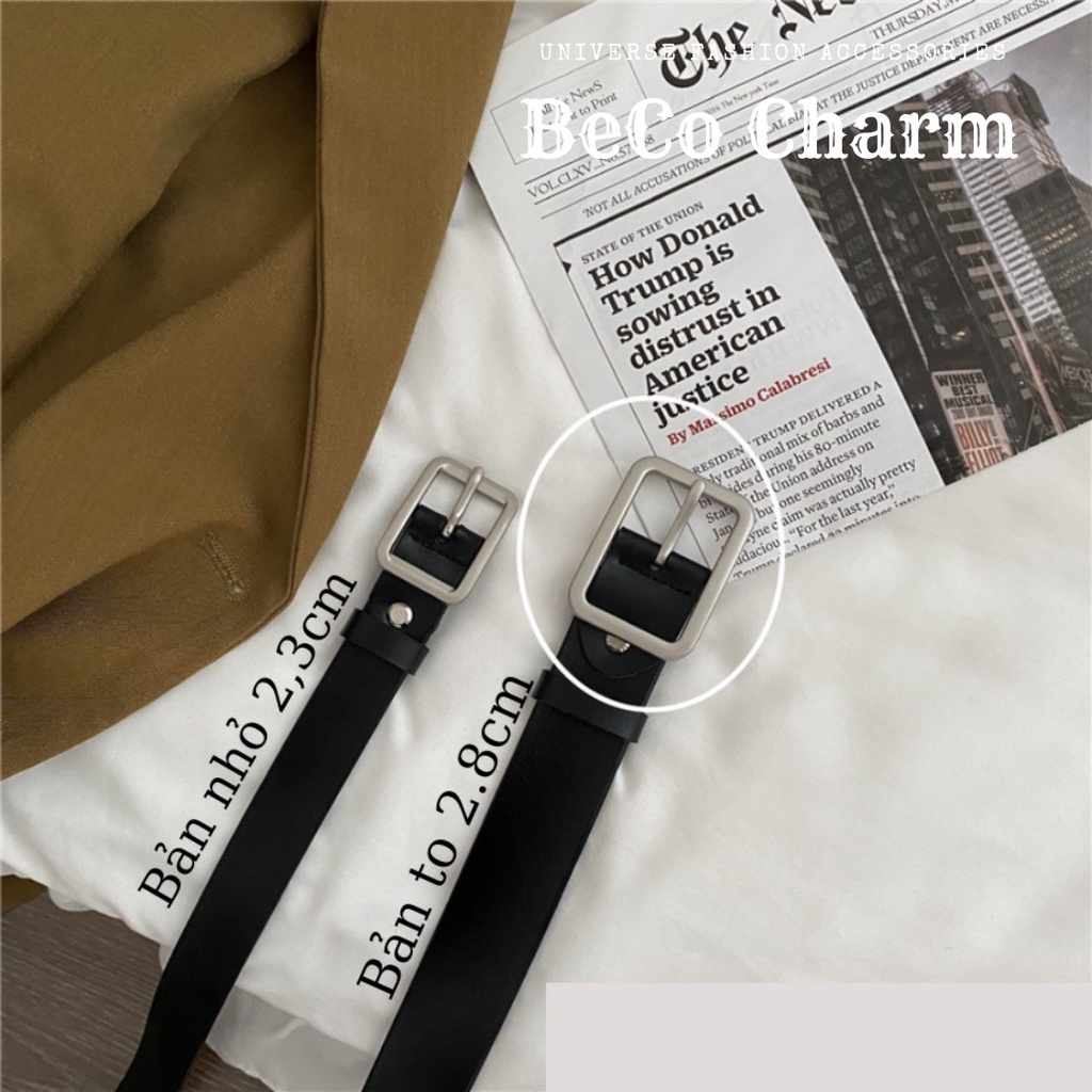 Thắt Lưng Nam Nữ Bản Nhỏ Sơn Tùng 2.3cm, Dây Nịt Nam Mặt Chữ Nhật, Dây Thắt Lưng Unisex Kiểu Hàn Quốc BeCo Charm