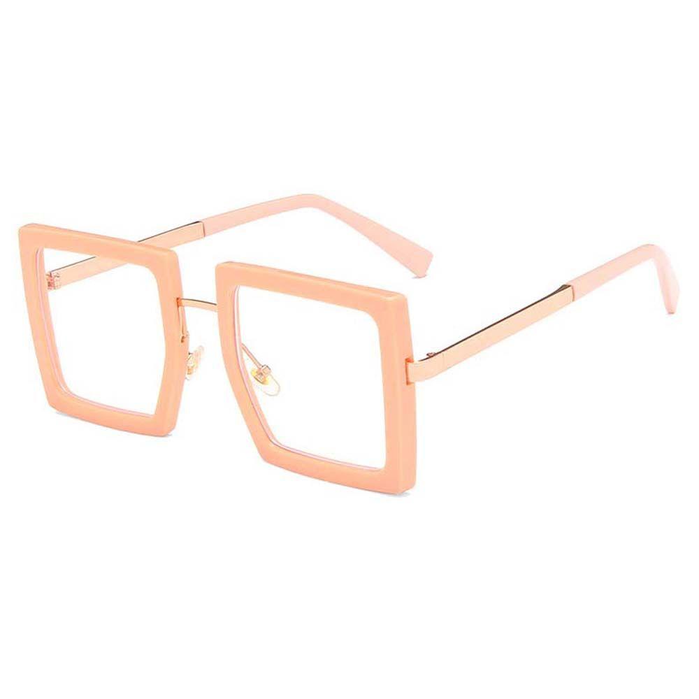 Mắt Kính Gọng Kim Loại Dày Chống Bức Xạ Màu Hồng Thời Trang Cho Nữ