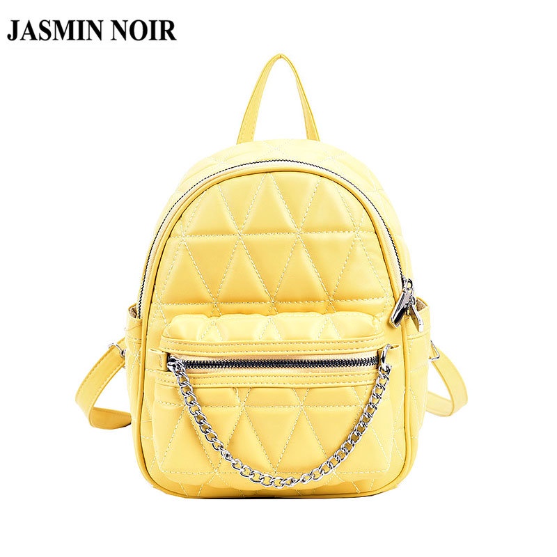 Ba Lô JASMIN NOIR Đi Học Phối Dây Xích Kẻ Sọc Caro Đơn Giản Thời Trang Dành Cho Nữ Thanh Thiếu