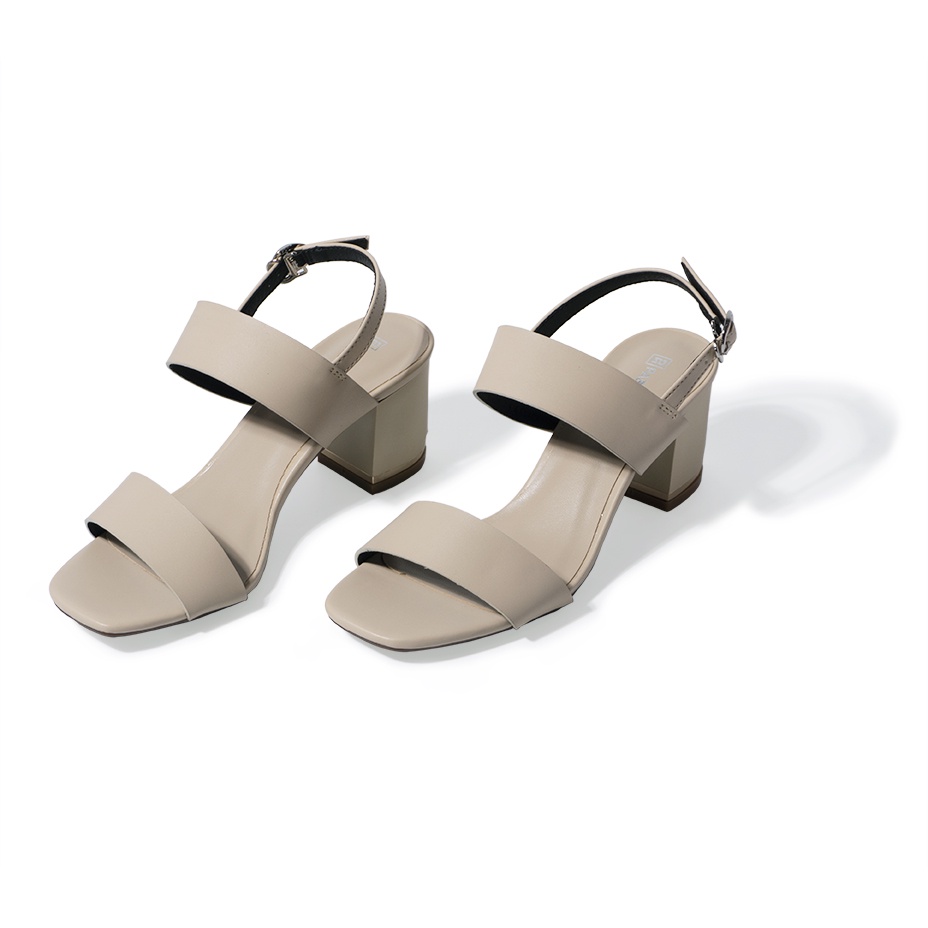 Giày sandal nữ 2 quai gót áp kim 7cm PABNO PN473