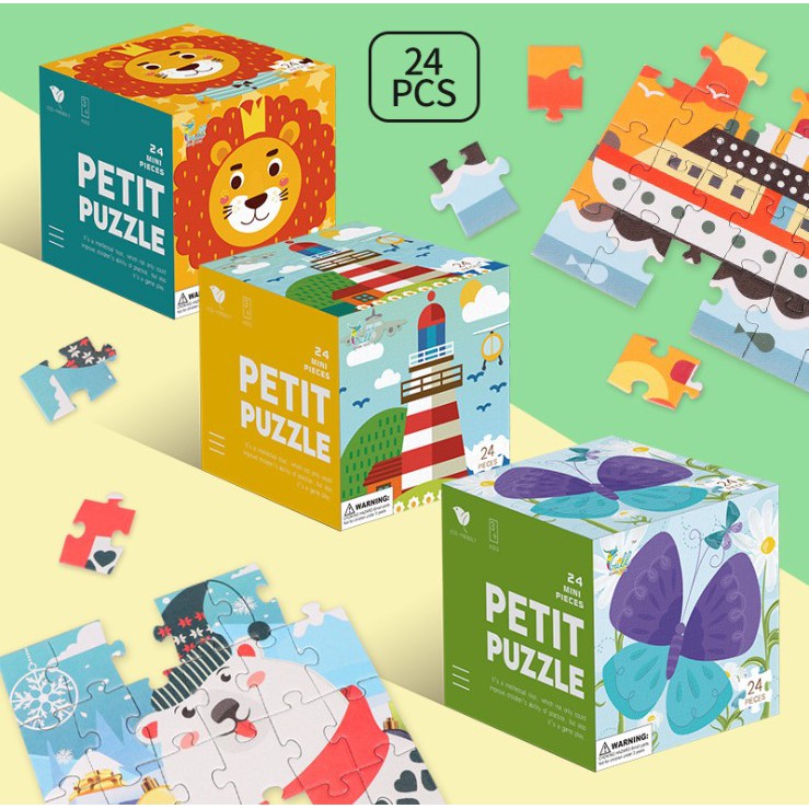 Bảng xếp hình mini ZHAN QI TOYS bằng gỗ hình hoạt hình gồm 24 mảnh có kích thước 9x9 cho bé