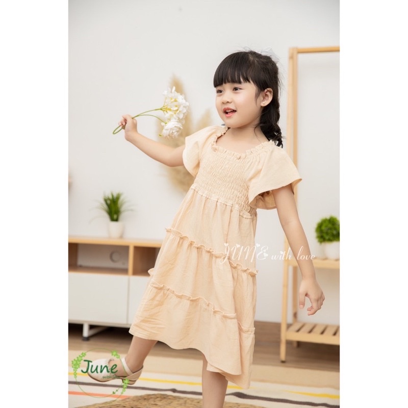 Váy smock cổ xinh cho bé sale.