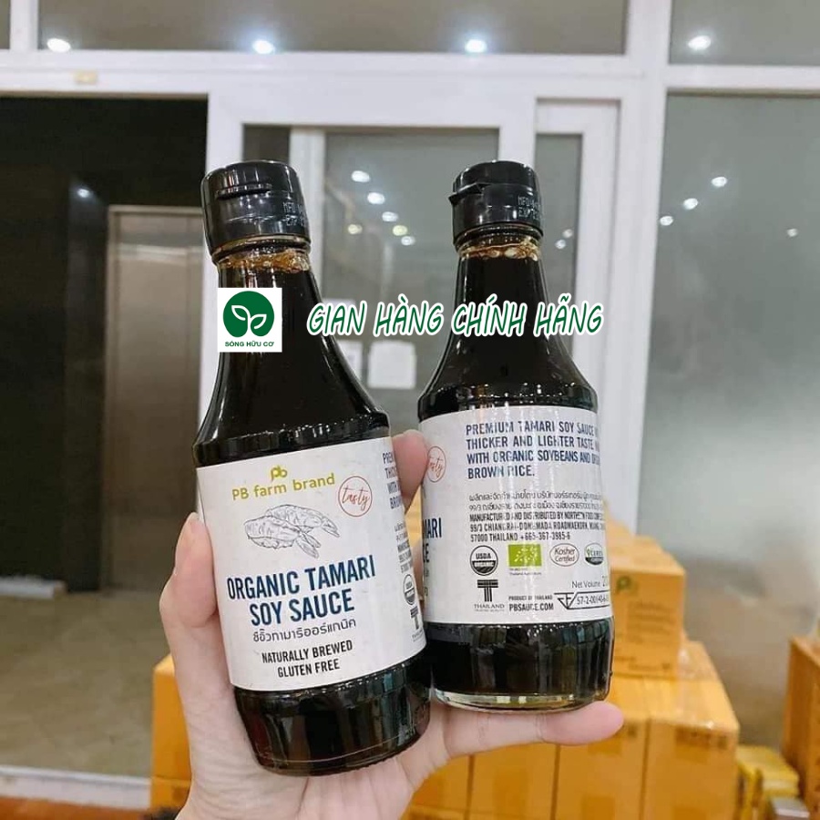 Tương Tamari Nhật, nước tương hữu cơ Tamari Soy Sauce dòng PBFarm Nhật (200ml) làm gia vị chấm rau củ, thịt nướng