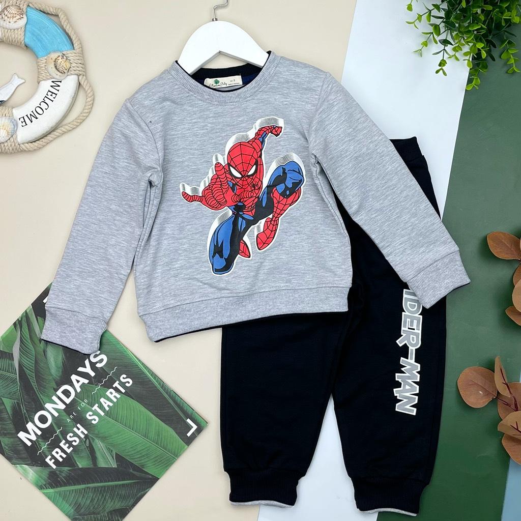 Bộ quần áo chất nỉ LITIBABY, vải nỉ da cá ấm, đẹp, in hình siêu nhân cho bé 2/8 tuổi. Mã BDC01