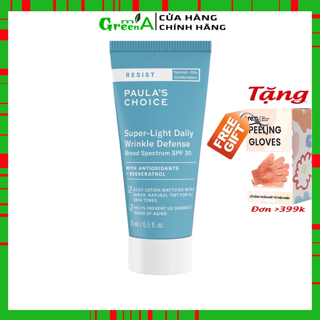 Kem Dưỡng Chống Nắng Paula's Choice Resist Super-light Wrinkle Defense SPF 30 Bảo Vệ Da Chống Lão Hóa Mini Size 15ml