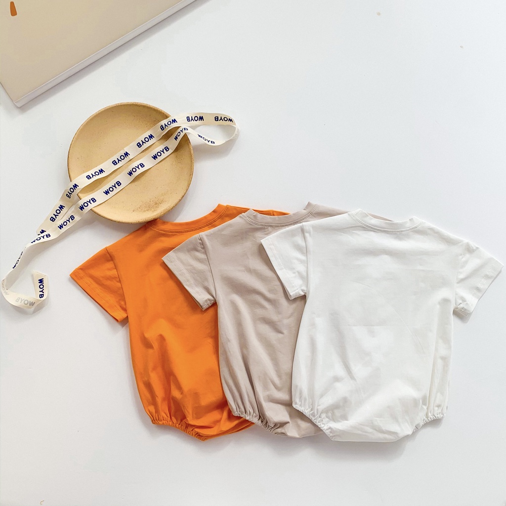 Bộ Áo Liền Quần Ngắn Tay Hoạ Tiết In Chữ Nhiều Màu Xinh Xắn Cho Bé Sơ Sinh