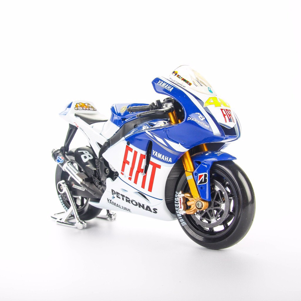 XE MÔ HÌNH MOTO Siêu Xe YAMAHA FIAT YZR M1 Team Moto GP 2009, Valentino Rossi - Maisto tỷ lệ 1:10