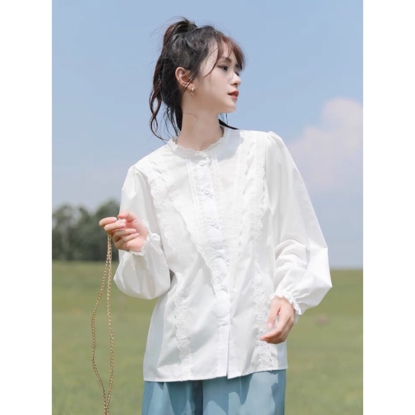 Sơmi trắng phối ren- ly cá tính