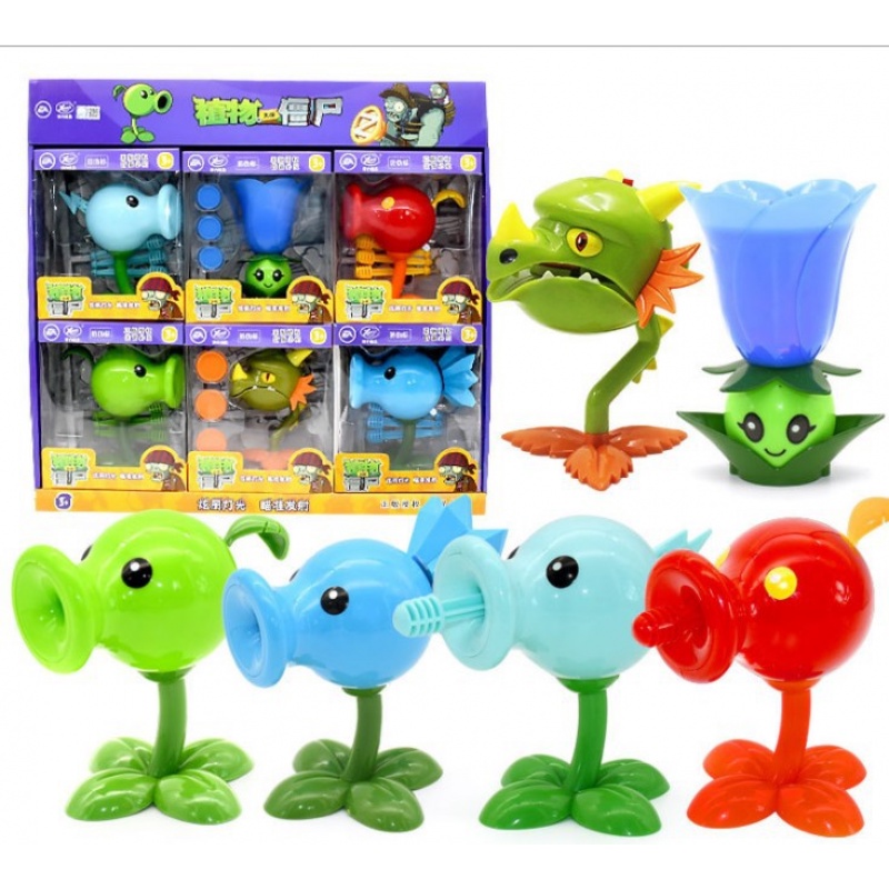 Hot Plants Vs. Zombie Toys Peashooter Pvz Light Action Figure Tabletop Battle Game Launch Back Model Children Toy Gift