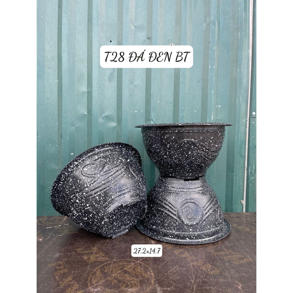 Chậu Nhựa Trồng Hoa, Cây Cảnh  Phúc- Lộc - Thọ - Vân Đá Đủ Màu T38