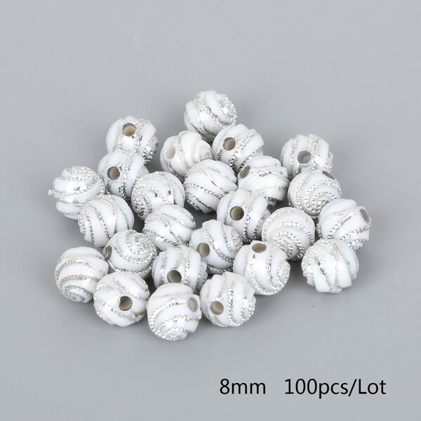 Bộ 100 hạt xỏ lỗ tròn bằng Acrylic 8mm dùng để làm trang sức thủ công