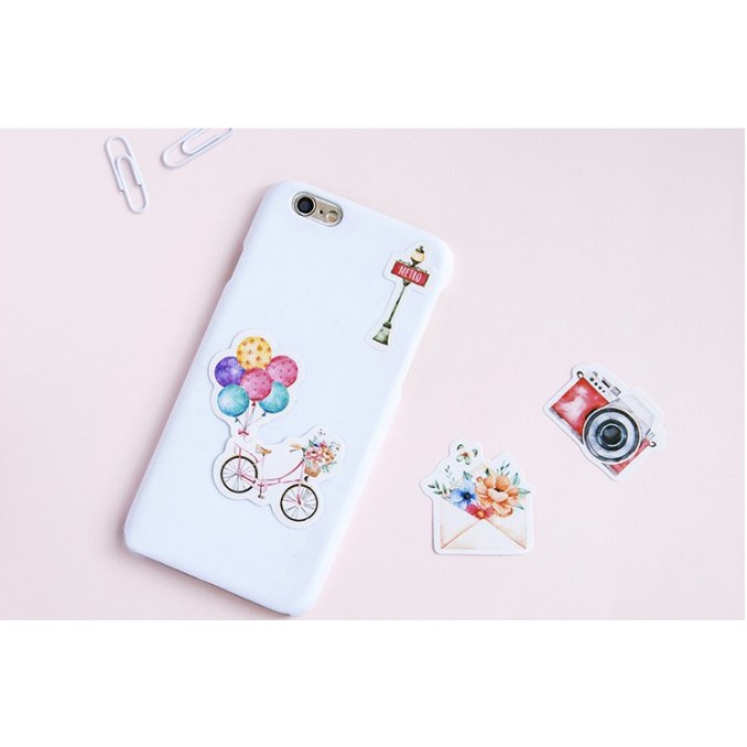 Hộp 46 miếng sticker mẫu du lịch và máy ảnh