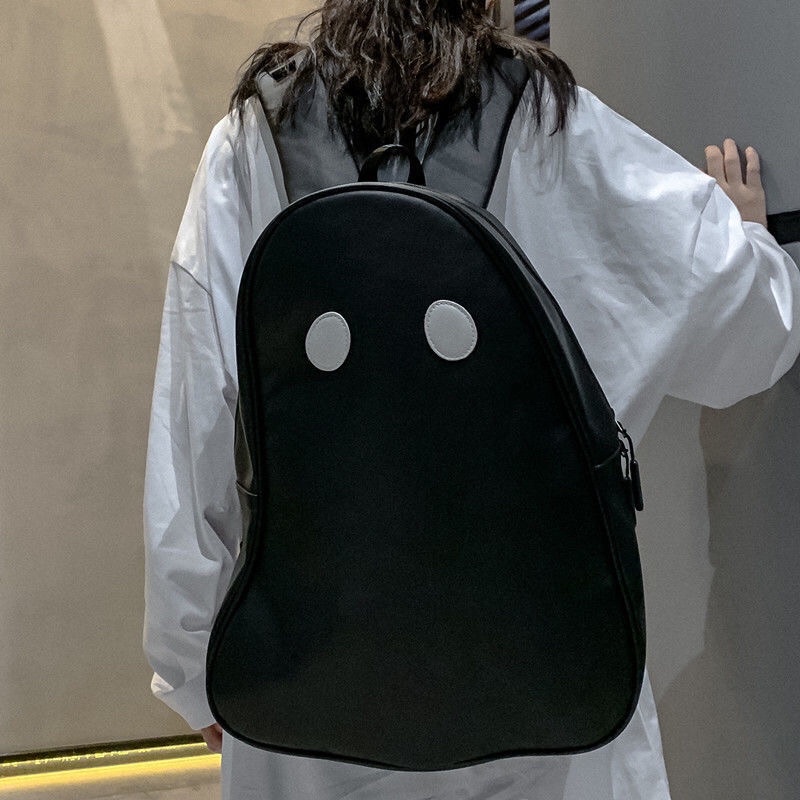 Balo con ma unisex trắng đen da PU ulzzang Hàn quốc