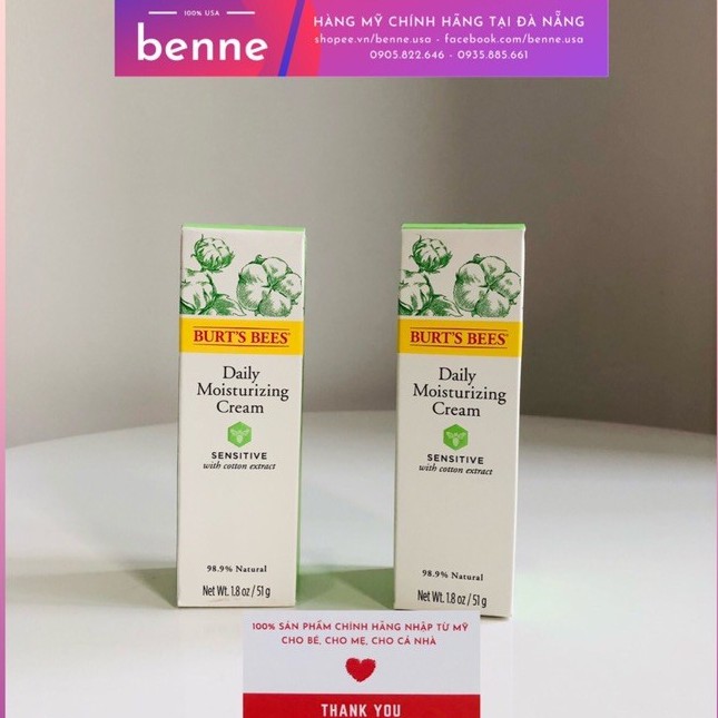 Sữa rửa mặt, kem dưỡng ngày và đêm Burt's Bees Sensitive của Mỹ